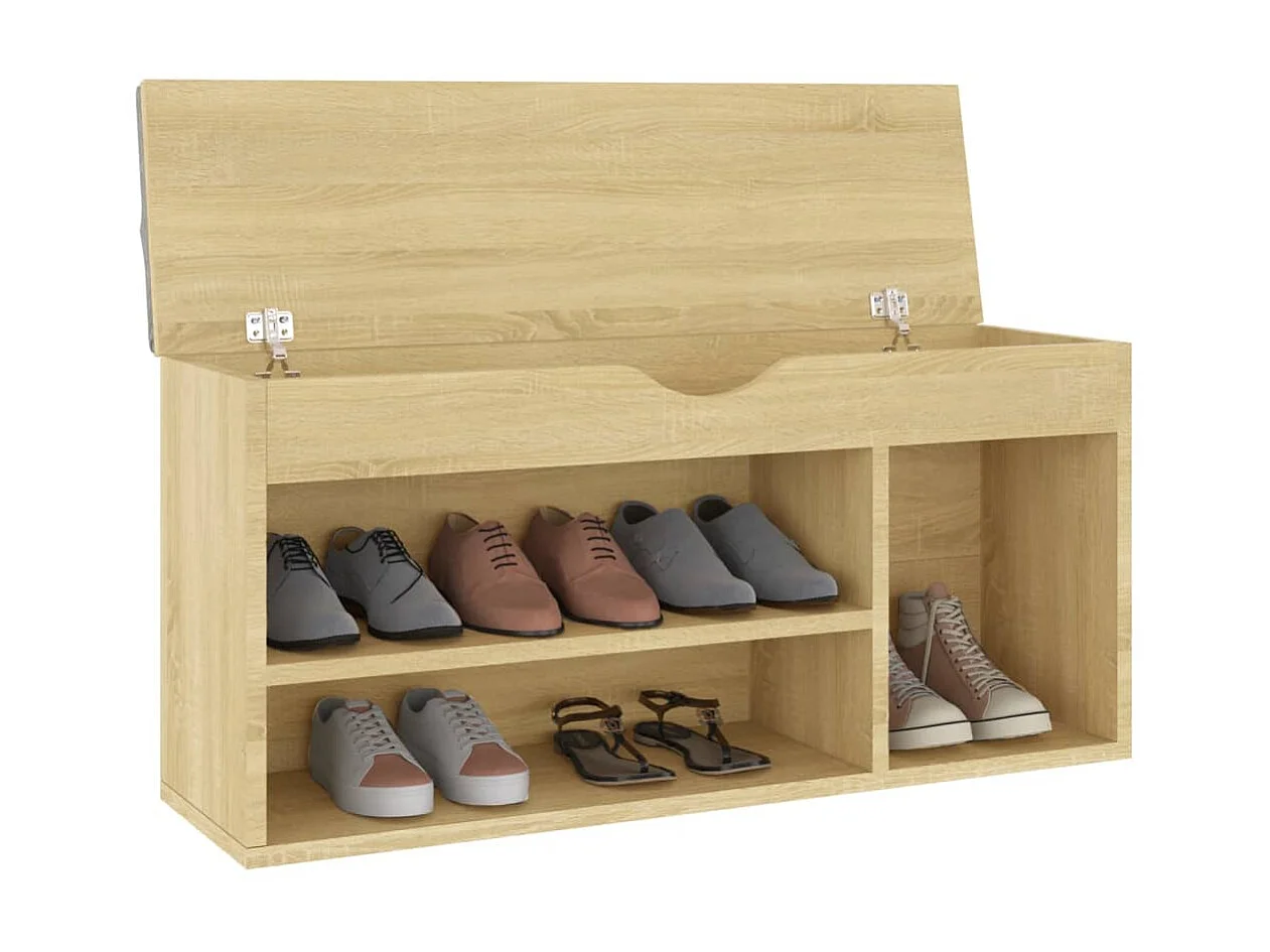 Banc à chaussures coussin Chêne Sonoma 104x30x49 cm Aggloméré