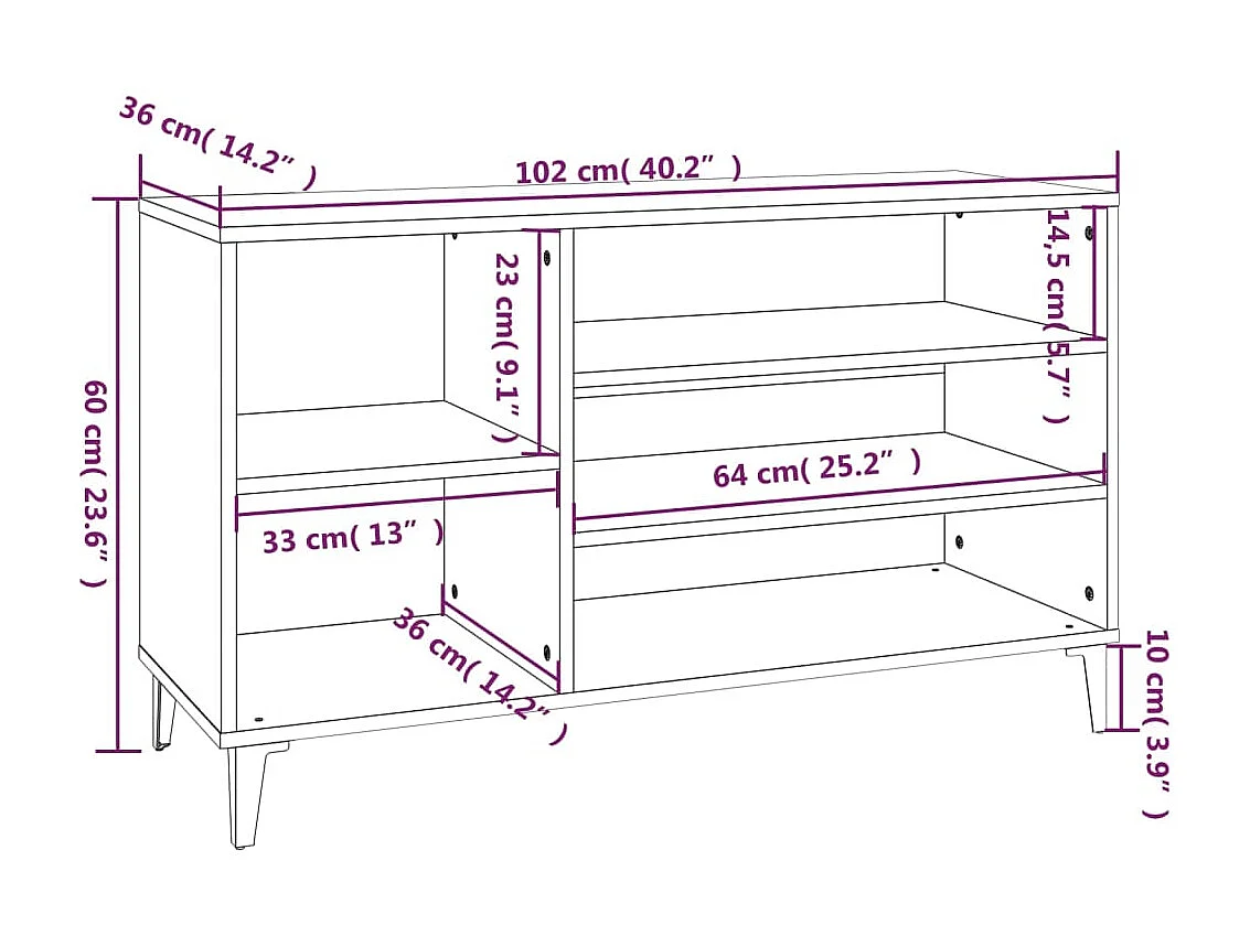 Armoire à chaussures Blanc 102x36x60 cm Bois d'ingénierie