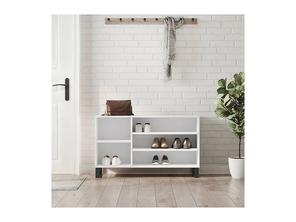 Schoenenkast Wit 102x36x60 cm Bewerkt hout