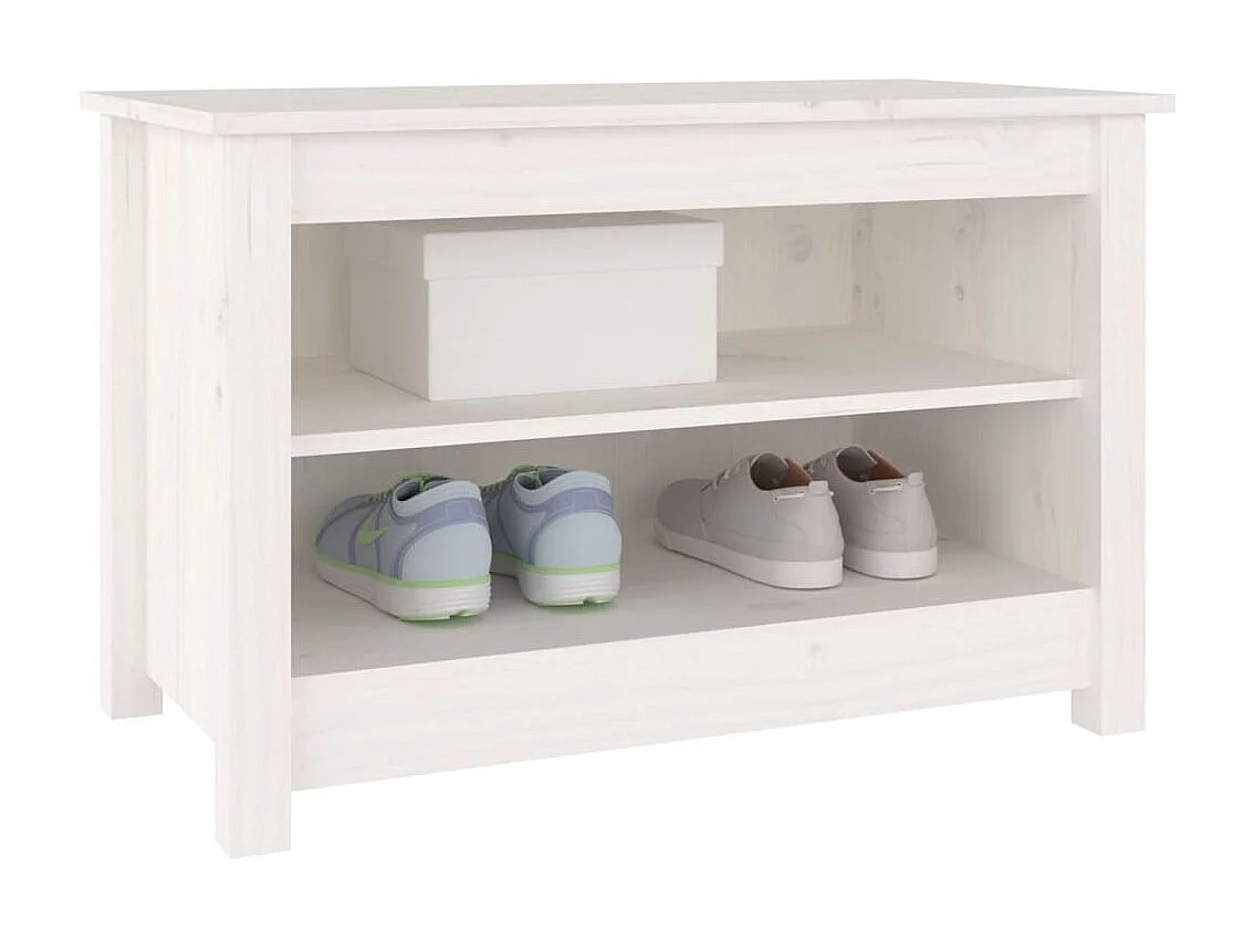 Banco zapatero Blanco 70x38x45,5 cm Madera maciza de pino