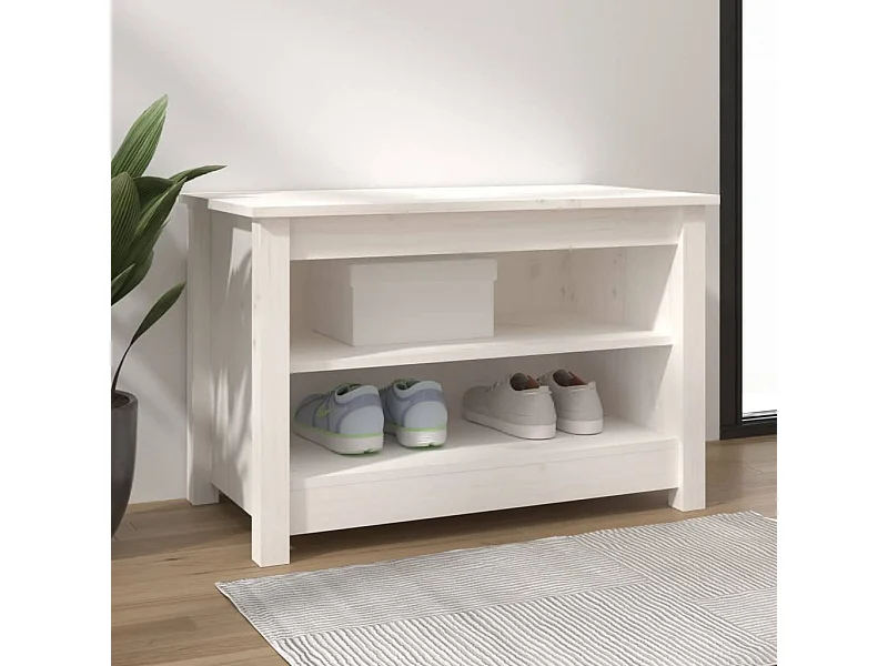 Panca per scarpe Bianca 70x38x45,5 cm Legno di pino massiccio