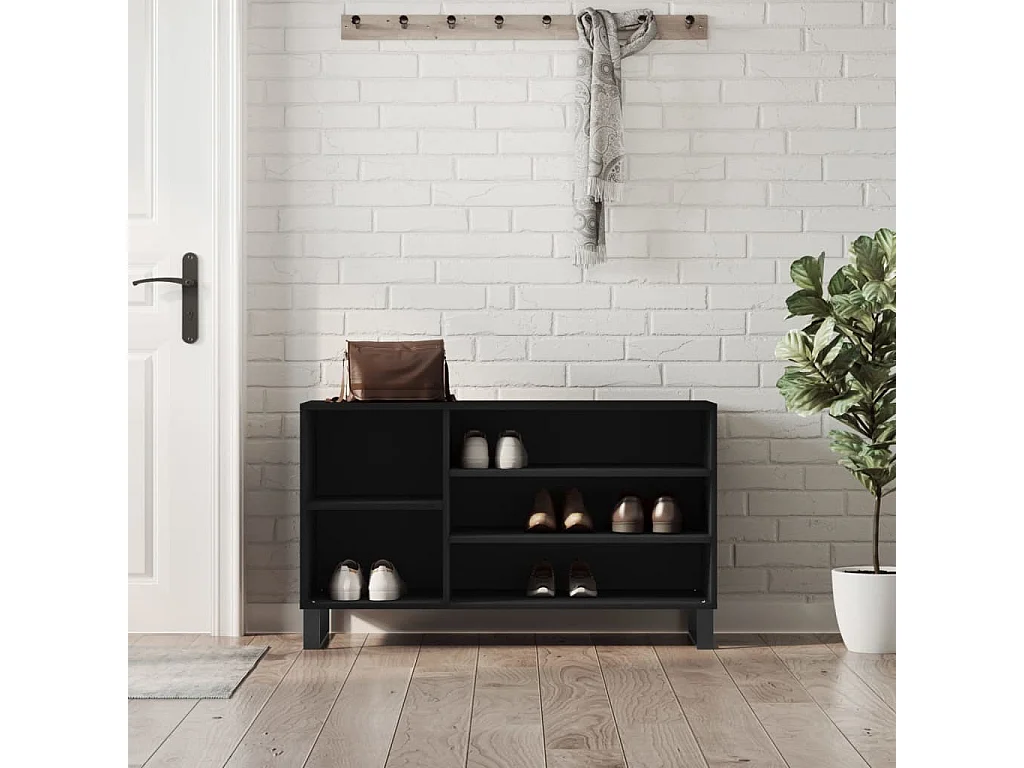 Schoenenkast Zwart 102x36x60 cm Bewerkt hout