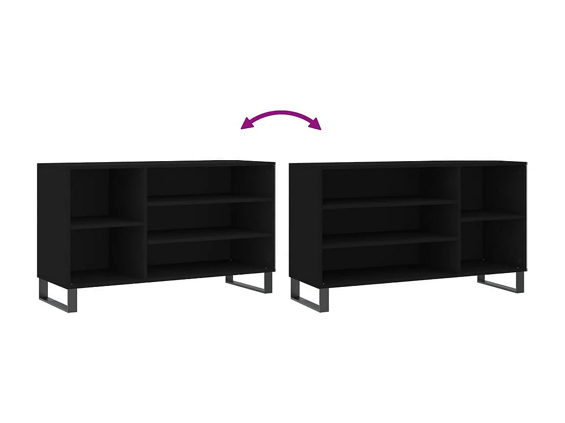 Schoenenkast Zwart 102x36x60 cm Bewerkt hout