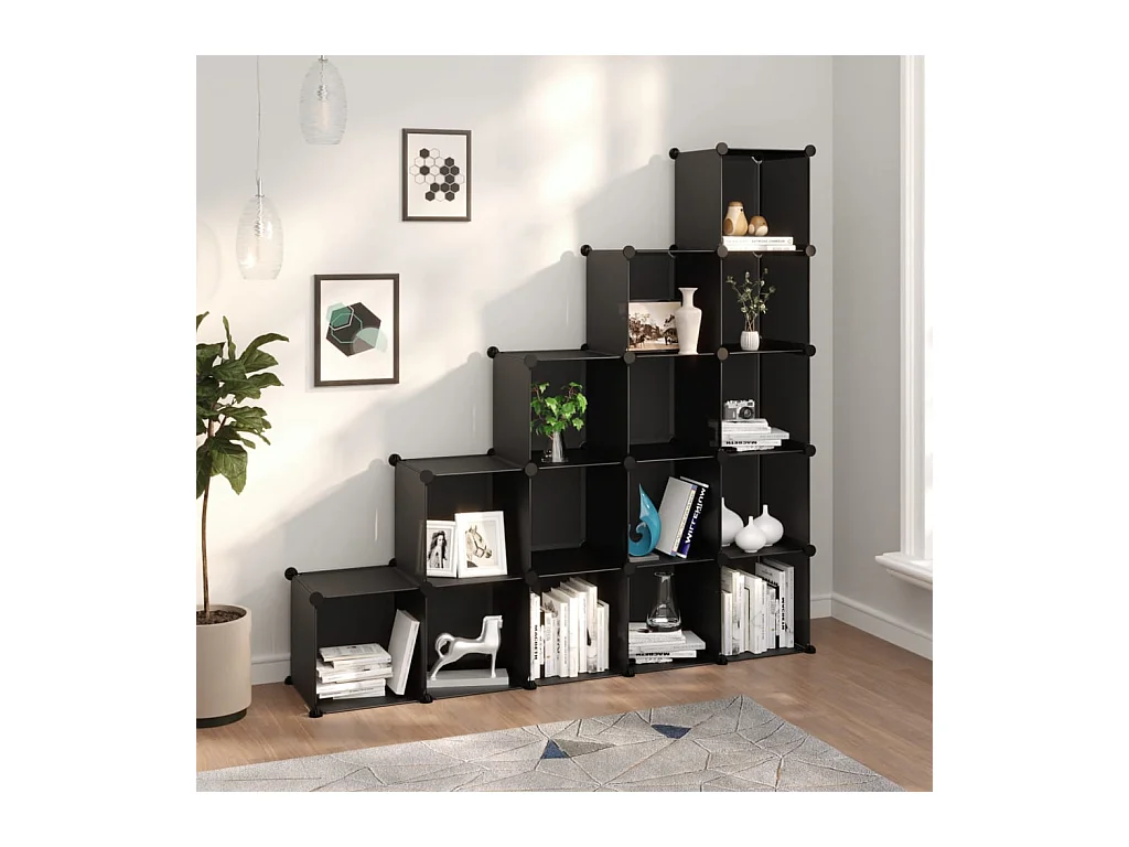 Cubes de rangement 15 pcs Noir PP