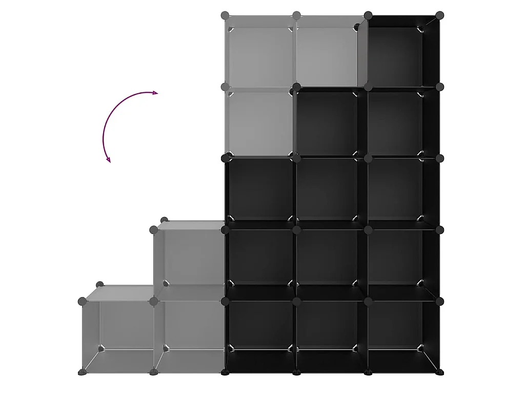 Cubes de rangement 15 pcs Noir PP
