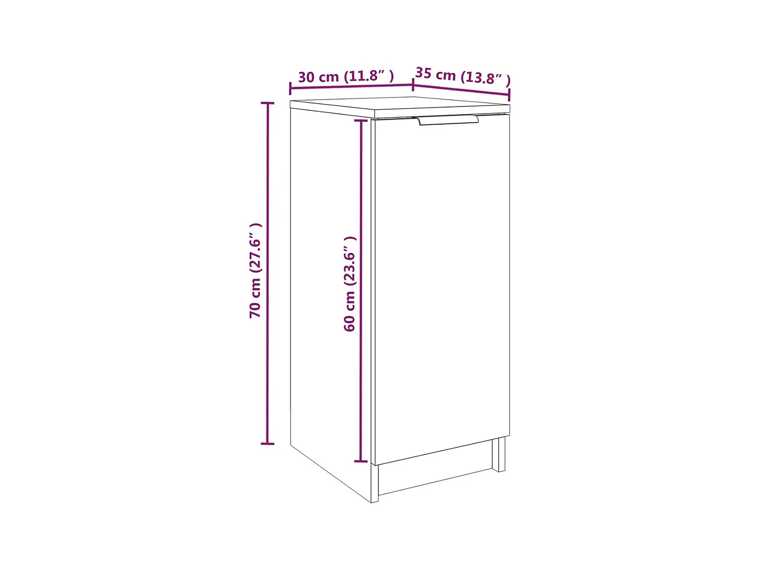 Schoenenkast Sonoma eiken 30x35x70 cm Bewerkt hout