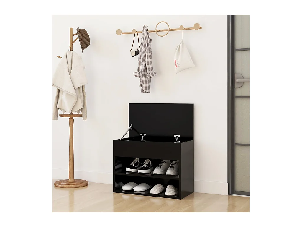Banc à chaussures Noir 60x30x45 cm Aggloméré