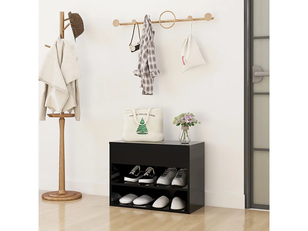 Banco para sapatos Preto 60x30x45 cm Aglomerado