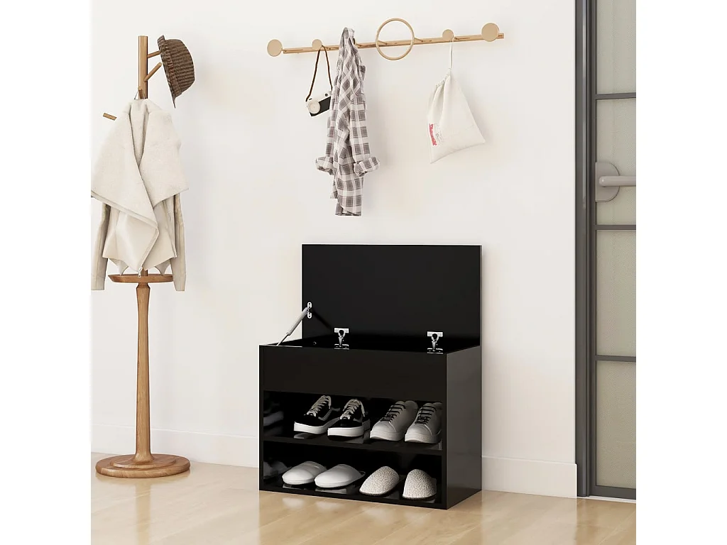 Banco para sapatos Preto 60x30x45 cm Aglomerado