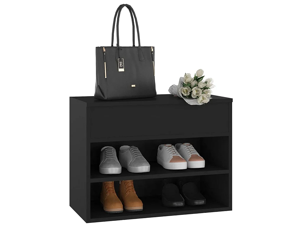 Banco para sapatos Preto 60x30x45 cm Aglomerado