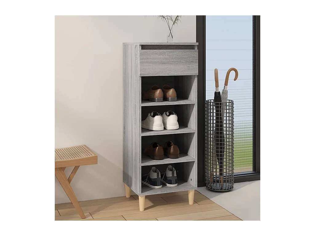 Sonoma schoenenkast grijs 40x36x105 cm Bewerkt hout