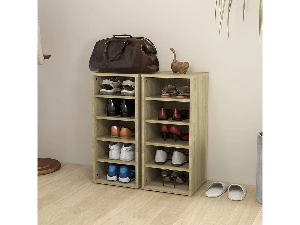 Schoenenkasten 2 stuks Sonoma eiken 31,5x35x70cm Spaanplaat