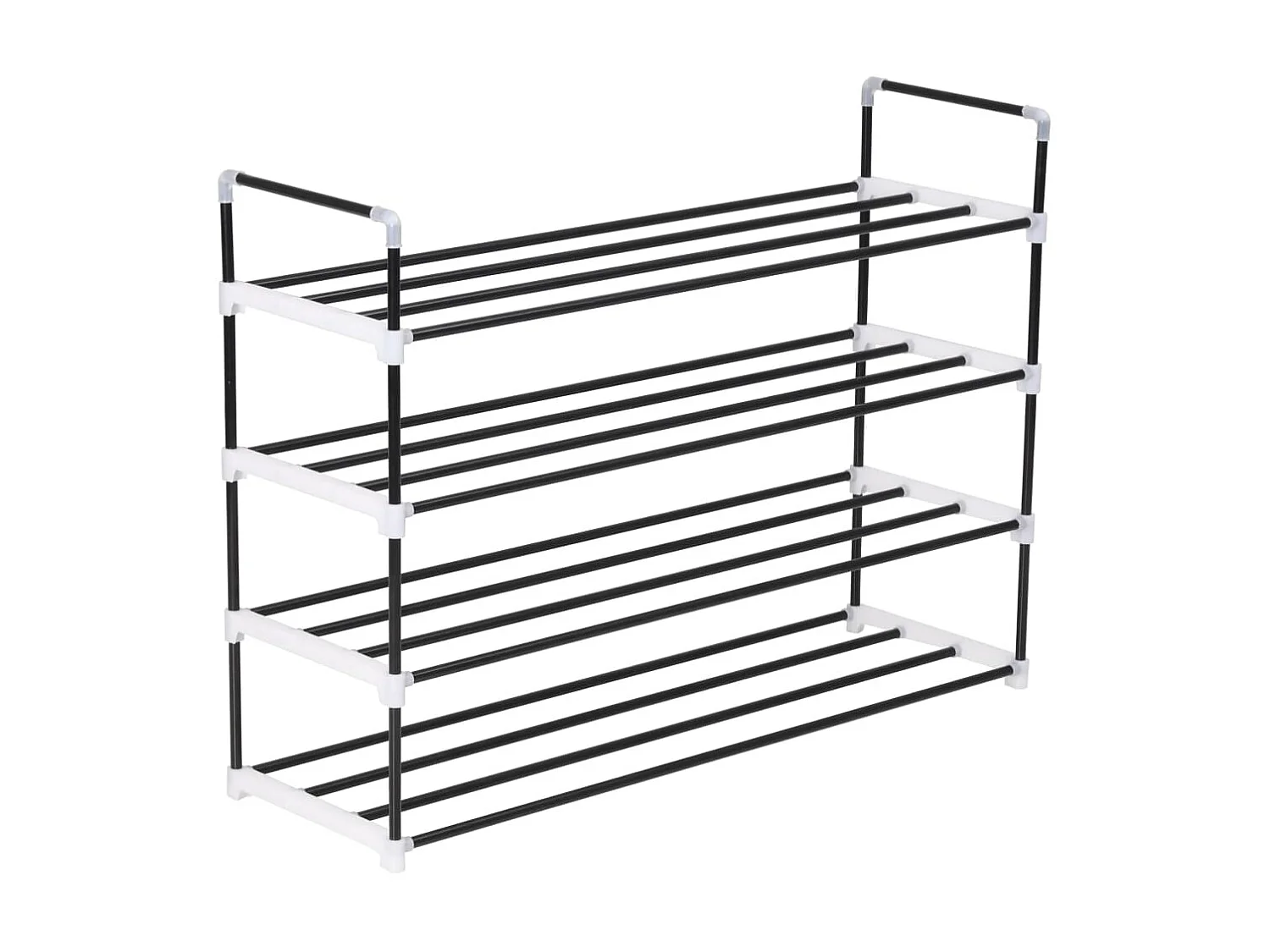 Range-chaussures avec 4 étagères Métal et plastique noir
