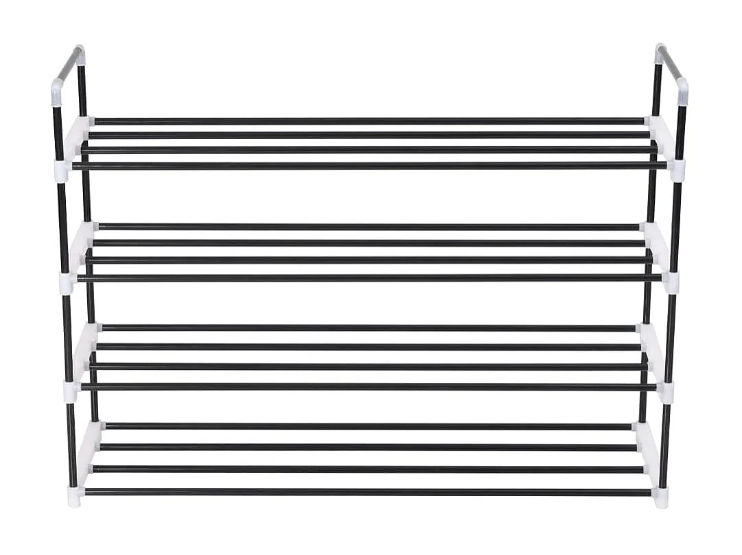 Scarpiera con 4 ripiani Metallo e plastica nera
