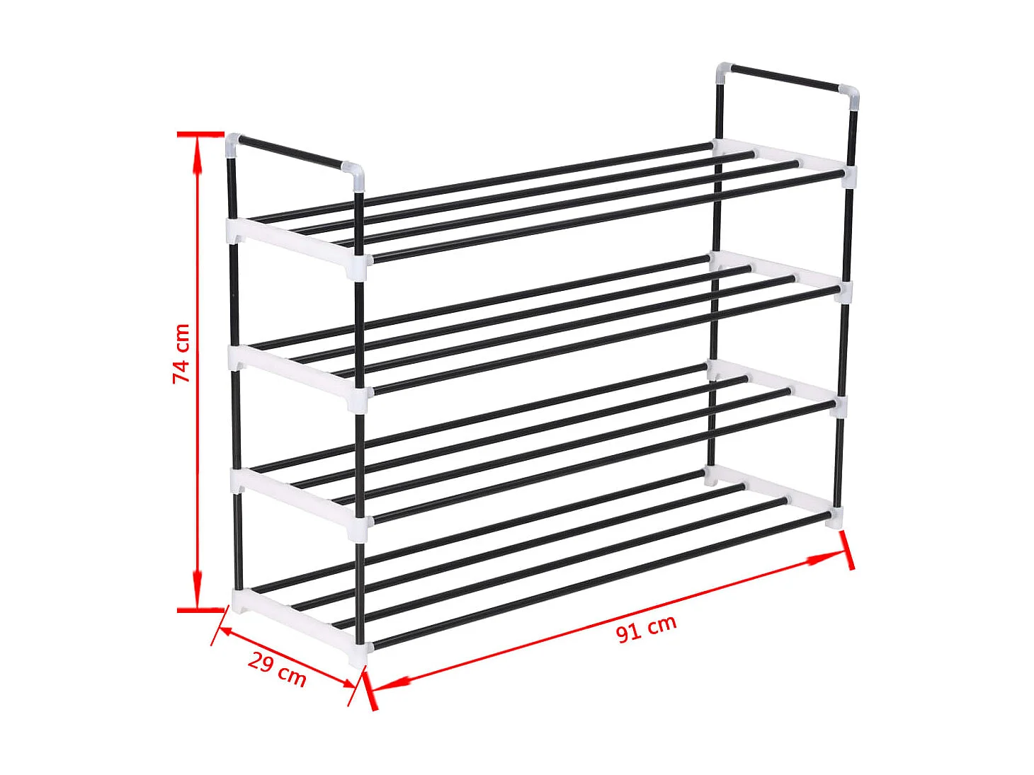 Scarpiera con 4 ripiani Metallo e plastica nera