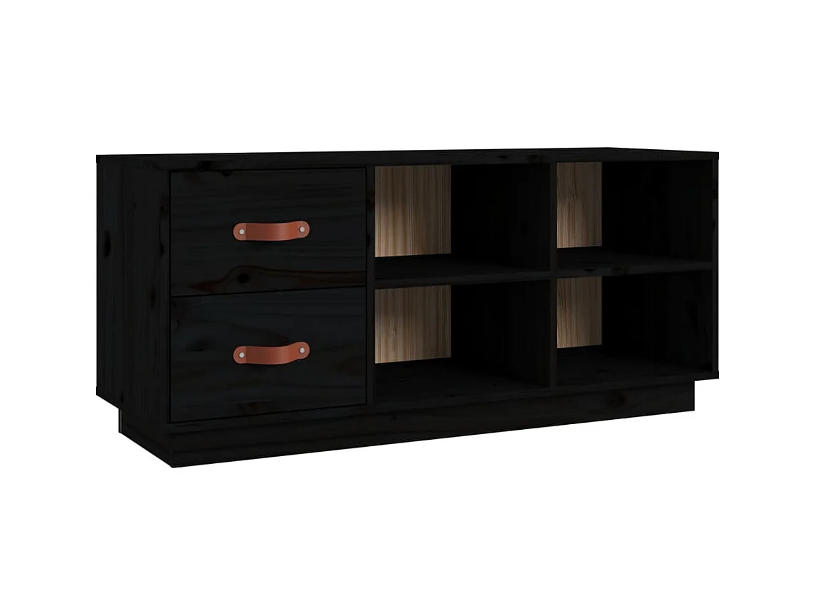 Schoenenbank Zwart 100x34x45 cm Massief grenenhout