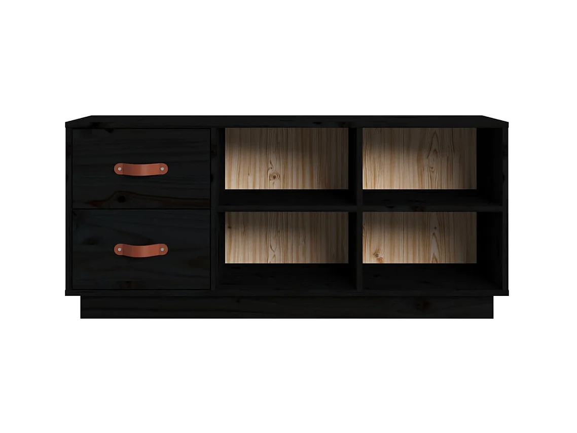 Schoenenbank Zwart 100x34x45 cm Massief grenenhout