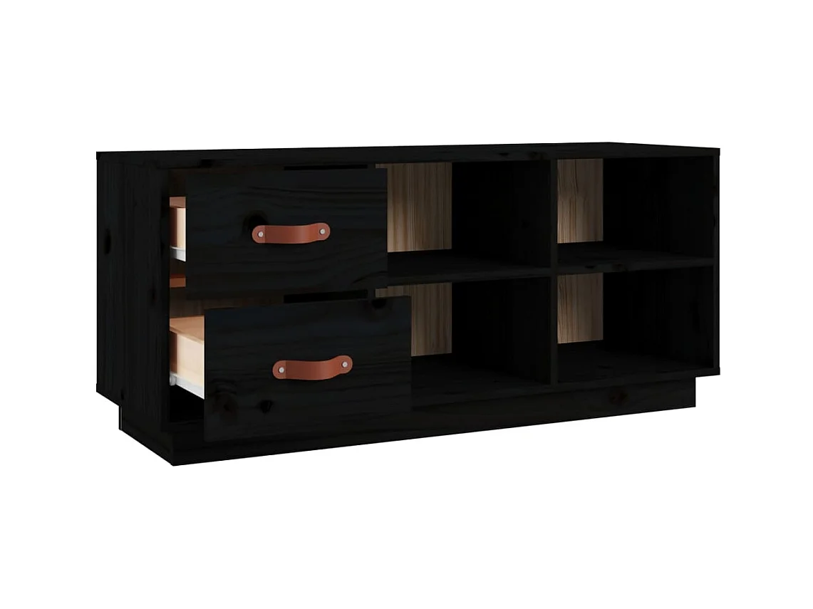 Schoenenbank Zwart 100x34x45 cm Massief grenenhout