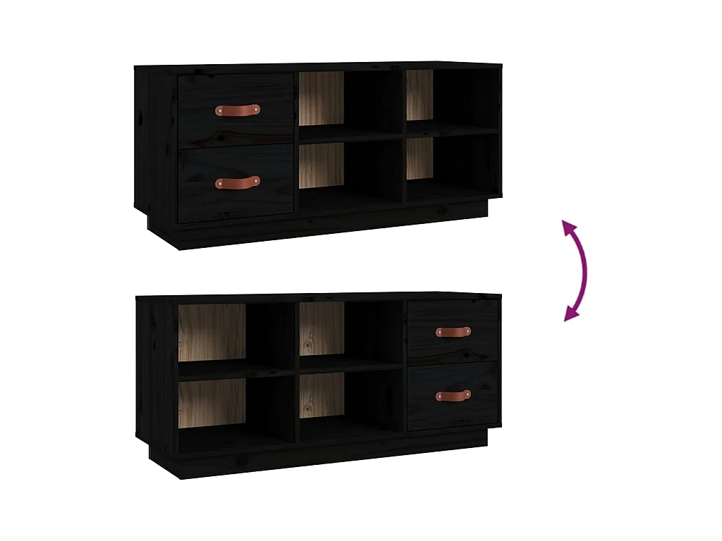 Schoenenbank Zwart 100x34x45 cm Massief grenenhout