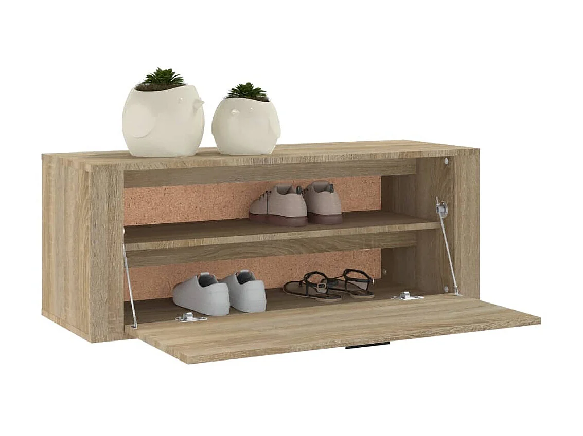 Armoire à chaussures murale Chêne sonoma 100x35x38 cm