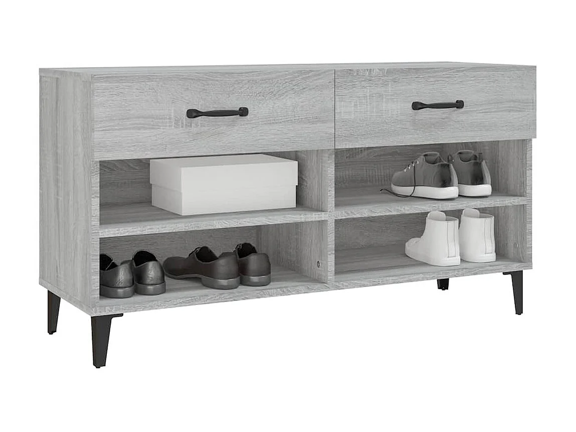Meuble à chaussures Sonoma gris 102x35x55 cm Bois d'ingénierie