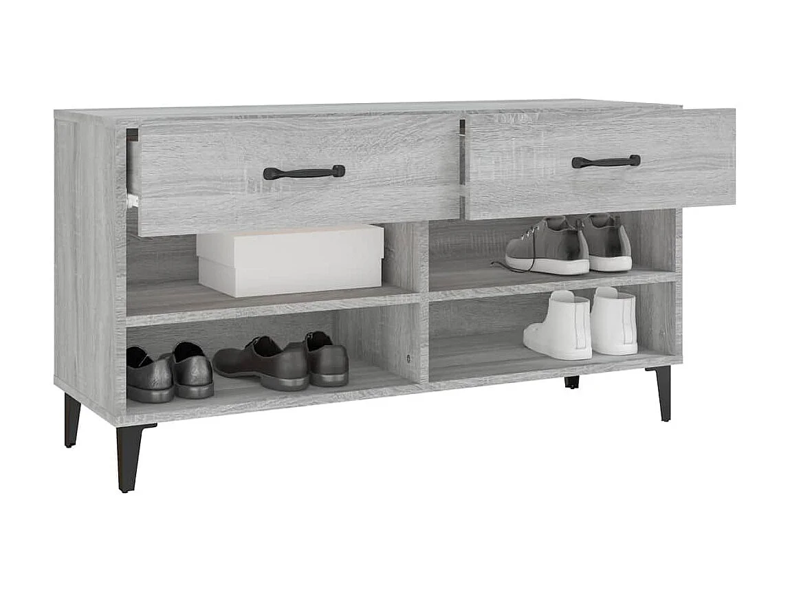 Meuble à chaussures Sonoma gris 102x35x55 cm Bois d'ingénierie
