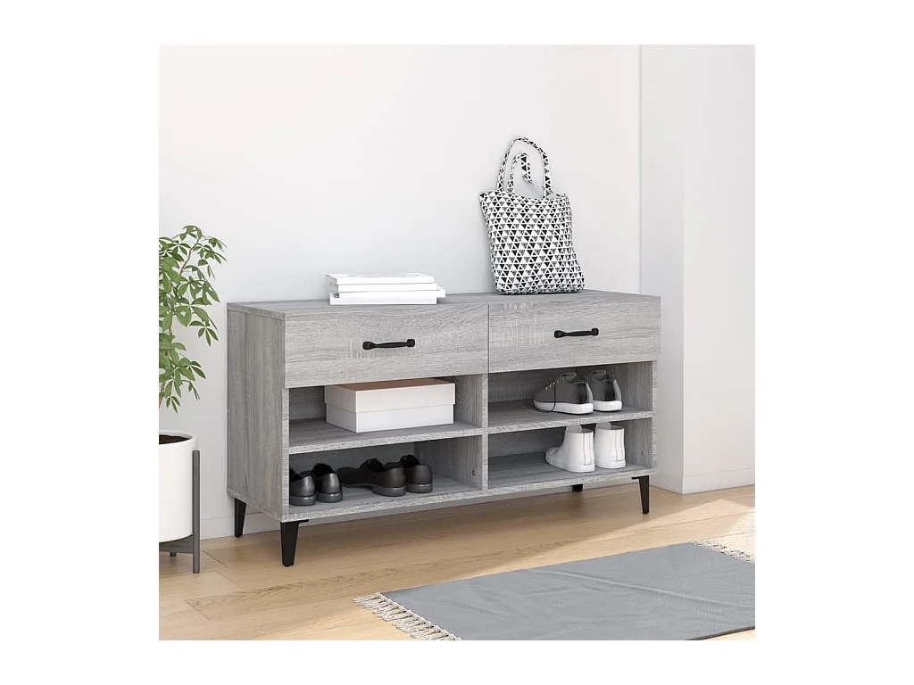 Sonoma Schuhschrank grau 102x35x55 cm Holzwerkstoff