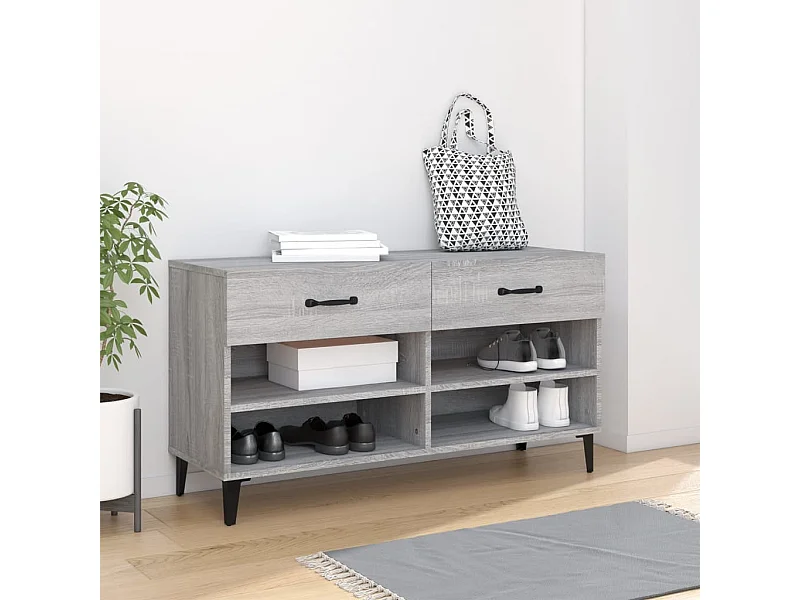 Meuble à chaussures Sonoma gris 102x35x55 cm Bois d'ingénierie