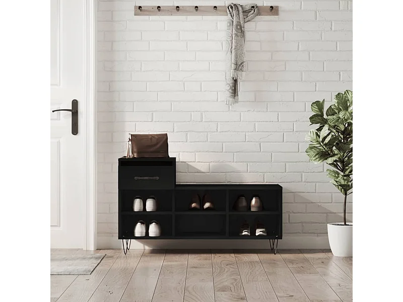 Armoire à chaussures Noir 102x36x60 cm Bois d'ingénierie