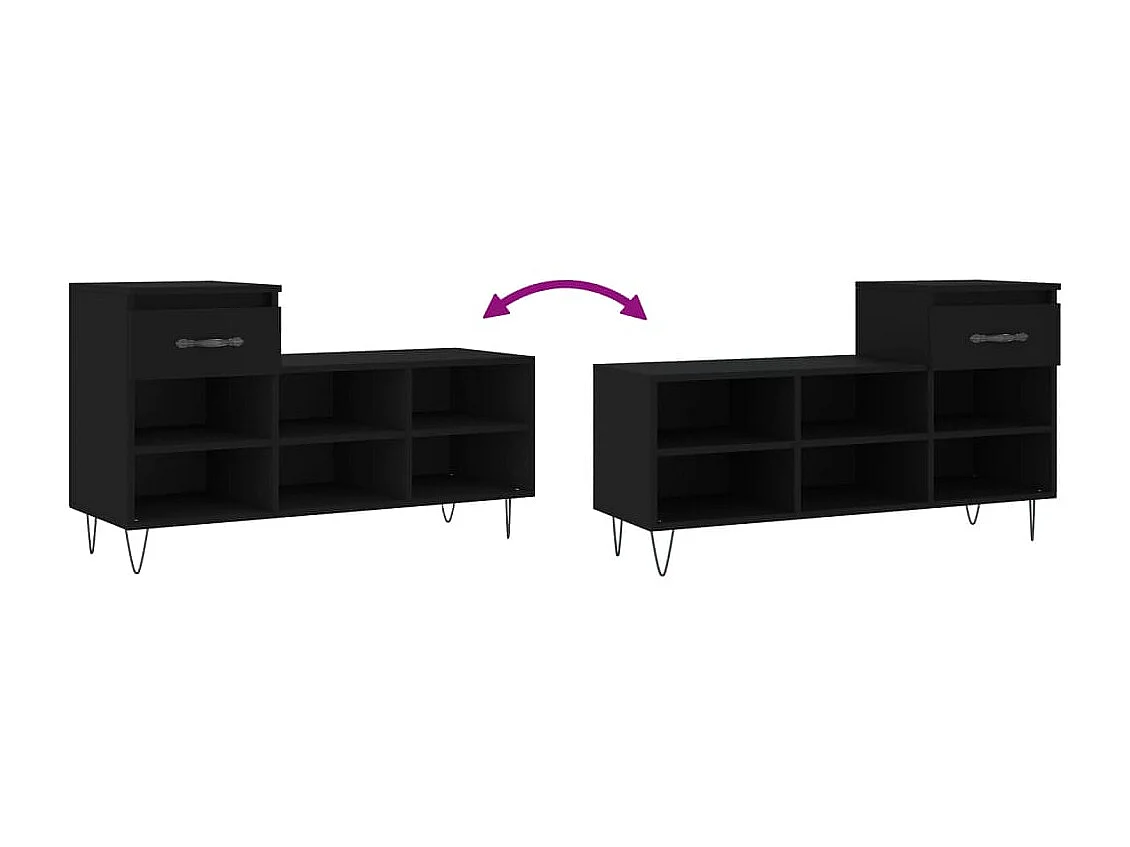 Armoire à chaussures Noir 102x36x60 cm Bois d'ingénierie