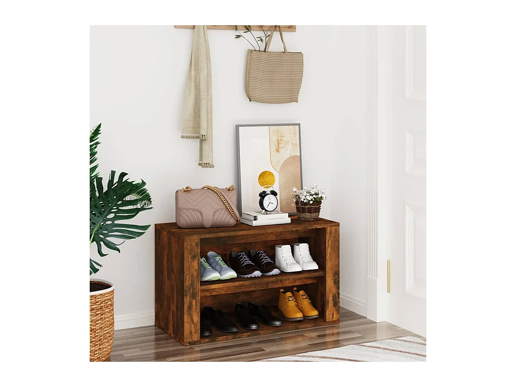 zapatero Roble ahumado 75x35x45 cm Madera contrachapada