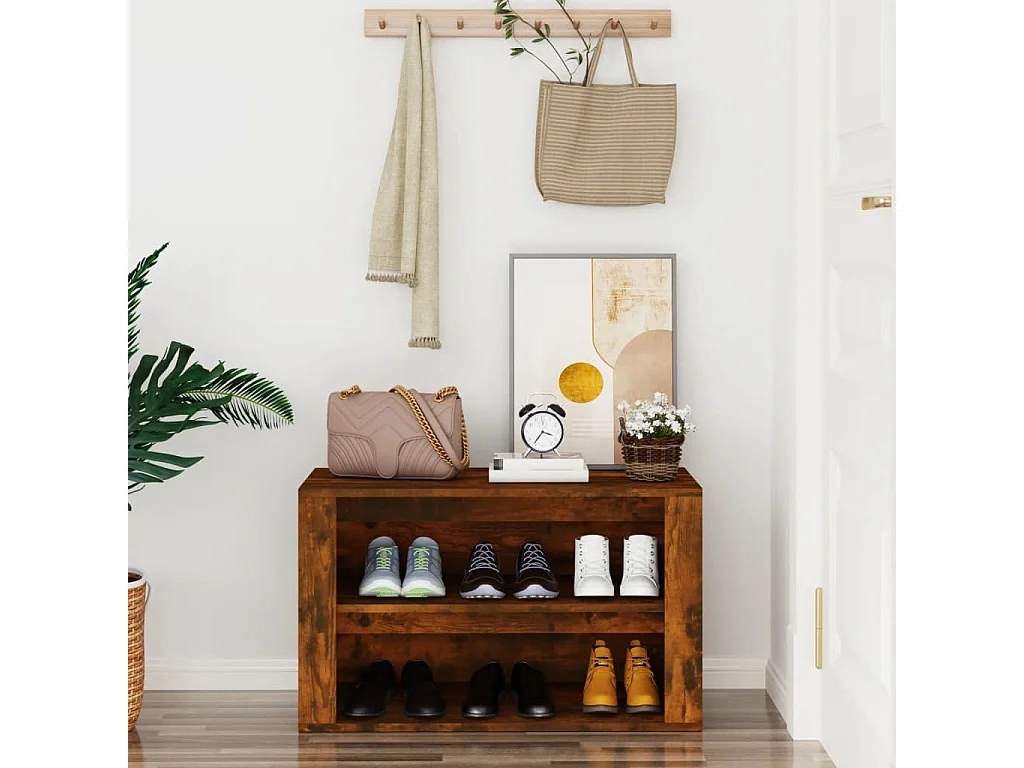 zapatero Roble ahumado 75x35x45 cm Madera contrachapada