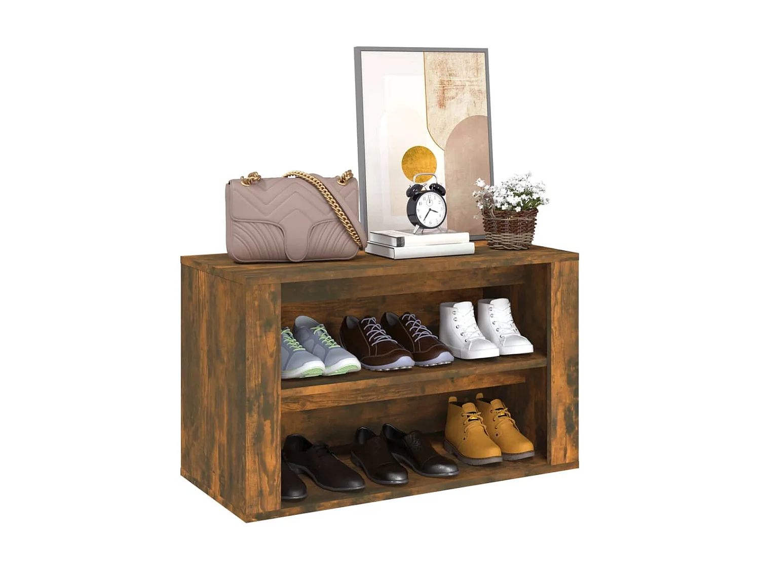 zapatero Roble ahumado 75x35x45 cm Madera contrachapada