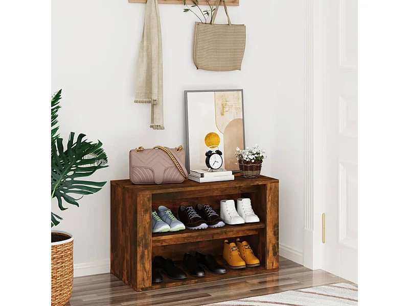 zapatero Roble ahumado 75x35x45 cm Madera contrachapada