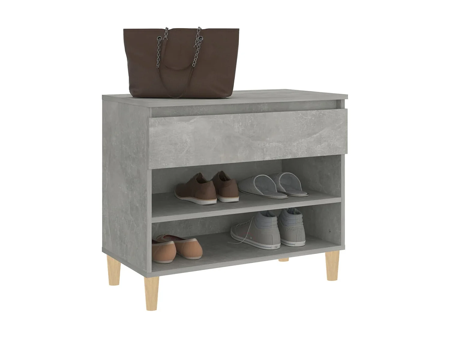 Zapatero Gris hormigón 70x36x60 cm Madera contrachapada