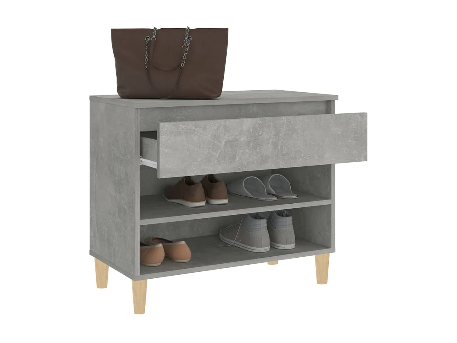 Zapatero Gris hormigón 70x36x60 cm Madera contrachapada