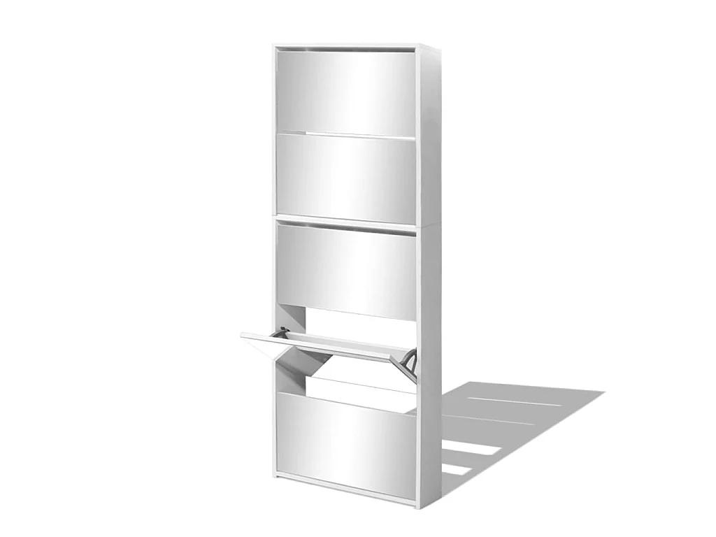 Meuble à chaussures 5 étagères et miroir 63x17x169,5 cm Blanc