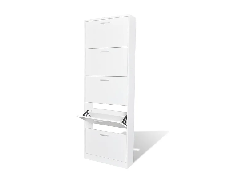 Sapateira de madeira com 5 compartimentos Branco