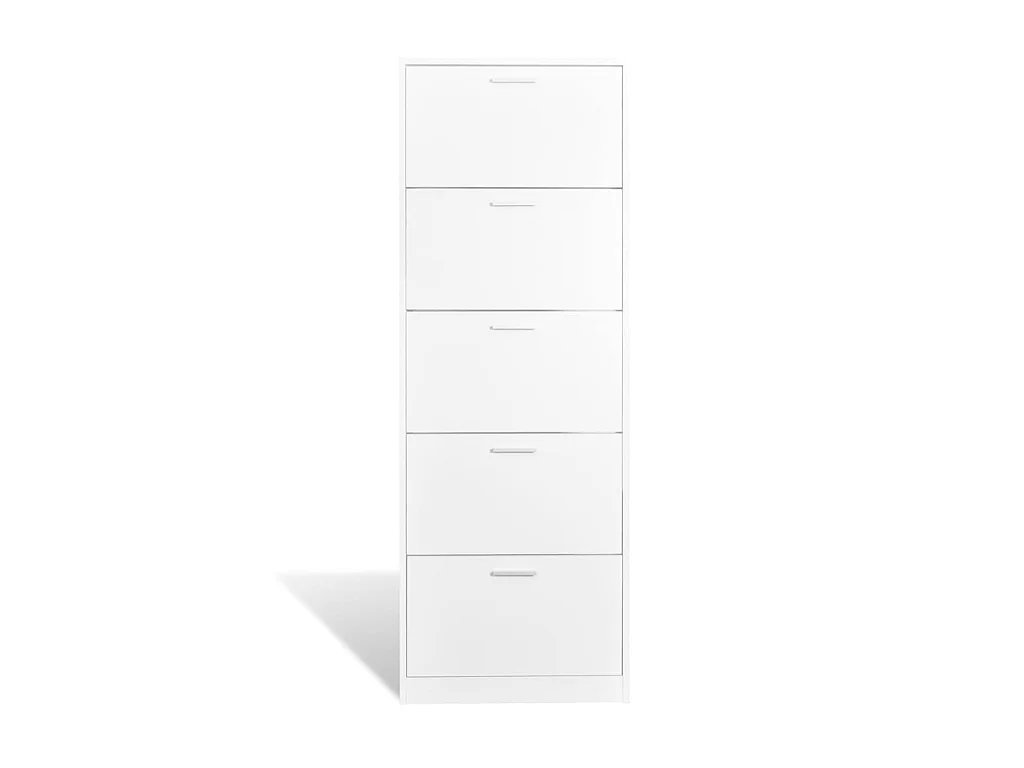 Meuble à chaussures en bois avec 5 compartiments Blanc