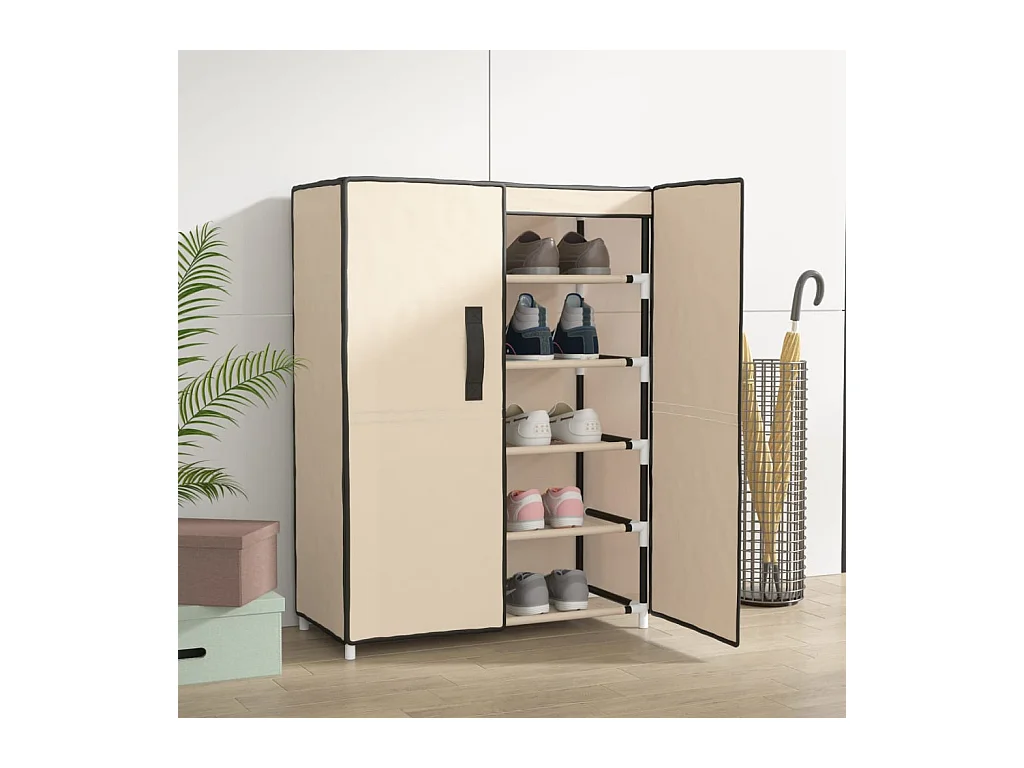 Armoire à chaussures beige 60x28x90 cm Tissu