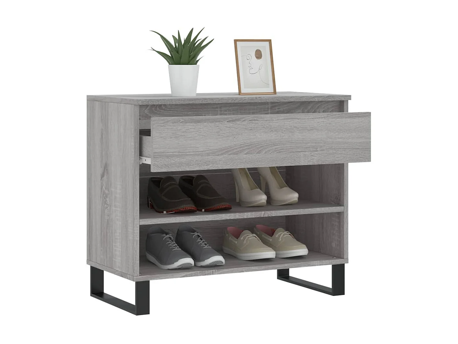 Sonoma schoenenkast grijs 70x36x60 cm Bewerkt hout