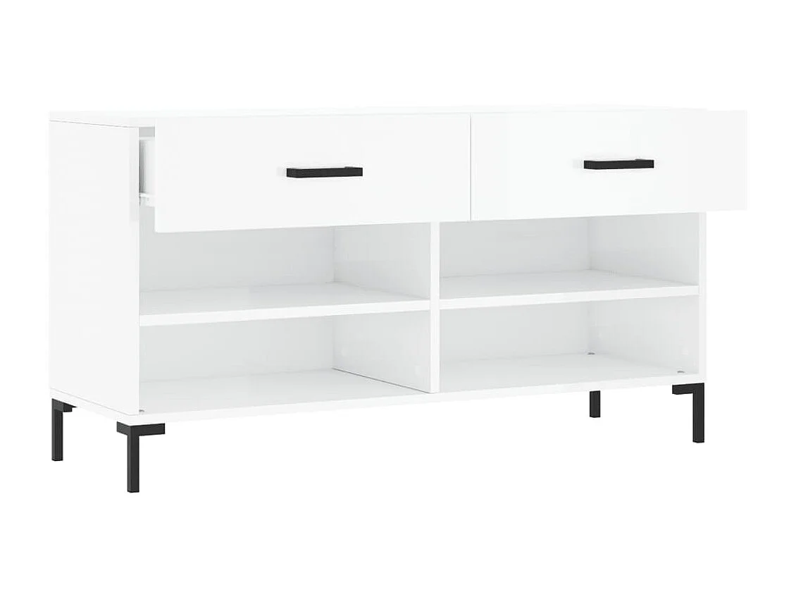 Banc à chaussures blanc brillant 102x35x55 cm bois d'ingénierie