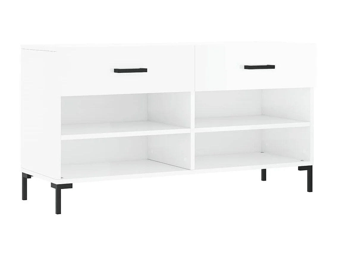 Banco zapatero blanco brillo 102x35x55 cm de madera contrachapada