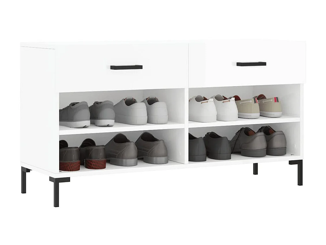 Banco zapatero blanco brillo 102x35x55 cm de madera contrachapada