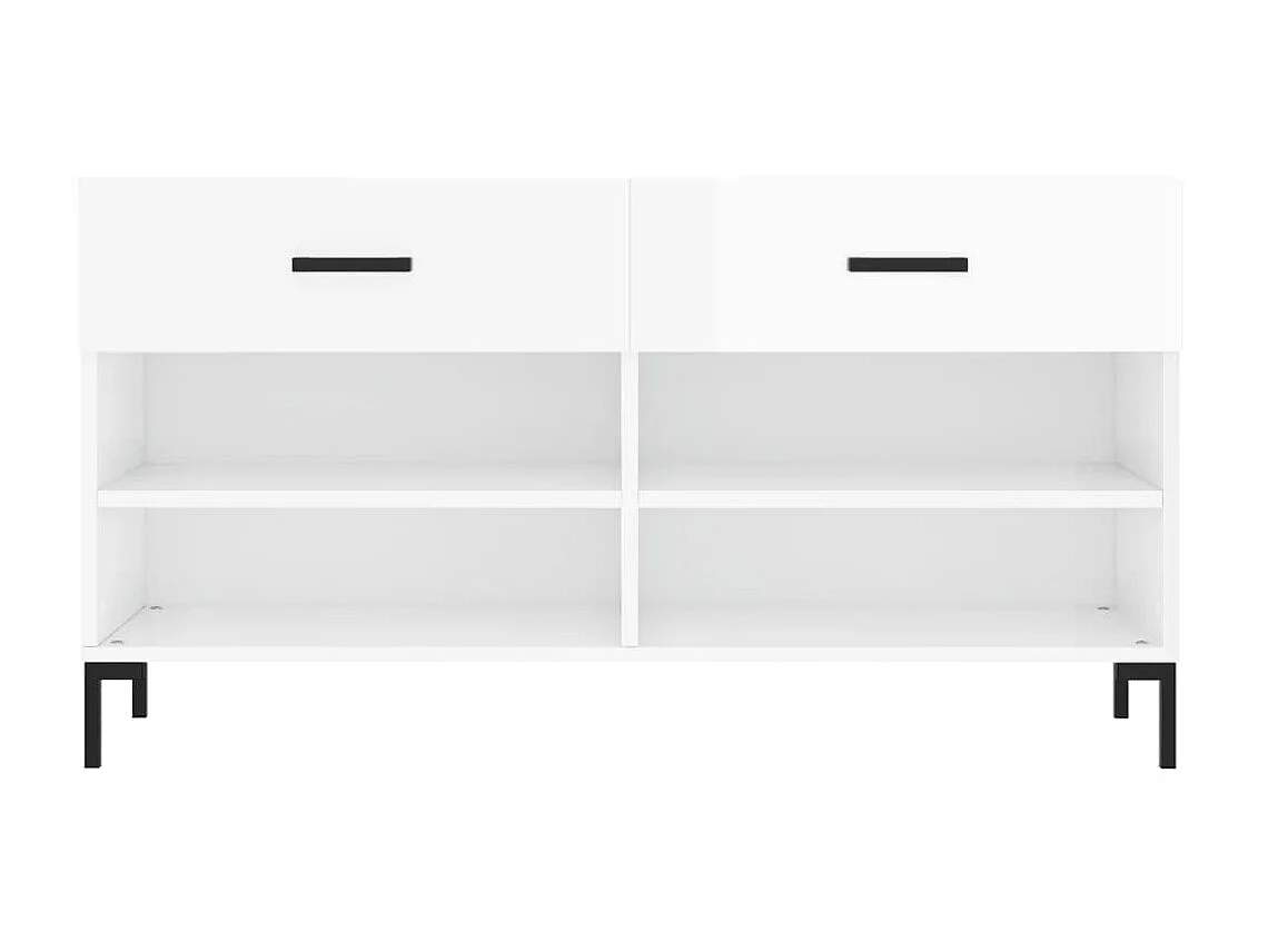 Banco zapatero blanco brillo 102x35x55 cm de madera contrachapada