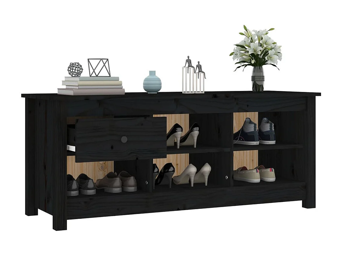 Armoire à chaussures Noir 110x38x45,5 cm Bois de pin massif