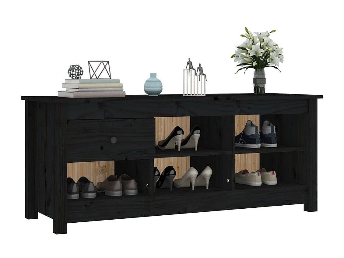 Schoenenkast Zwart 110x38x45,5 cm Massief grenenhout