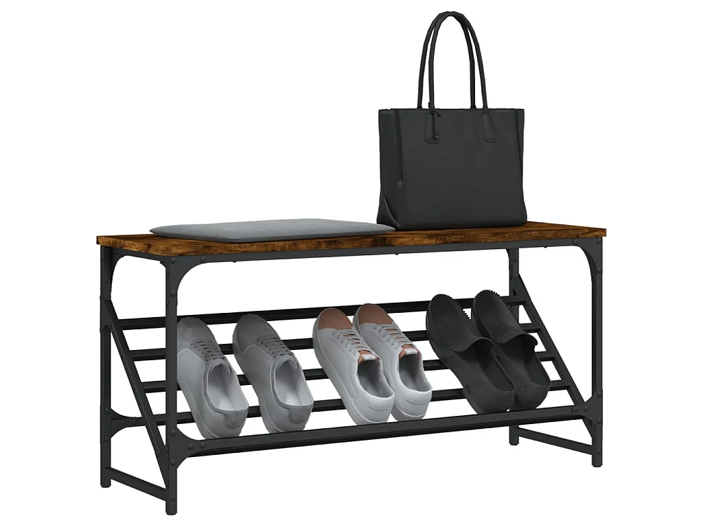 étagère à chaussures chêne fumé 90x30x45 cm bois d'ingénierie