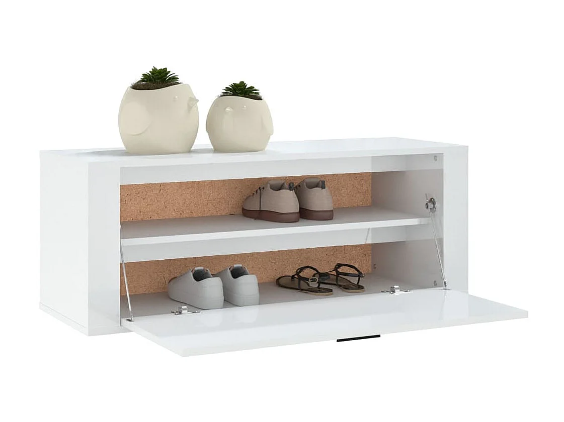 Armoire à chaussure murale Blanc brillant 100x35x38 cm