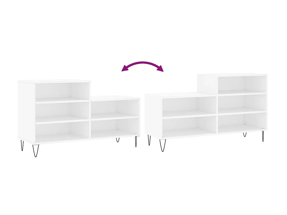 Armoire à chaussures Blanc 102x36x60 cm Bois d'ingénierie